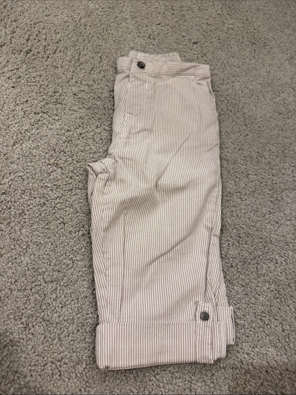 Janie and Jack Cream and White Pinstripe Cotton Casual Pants